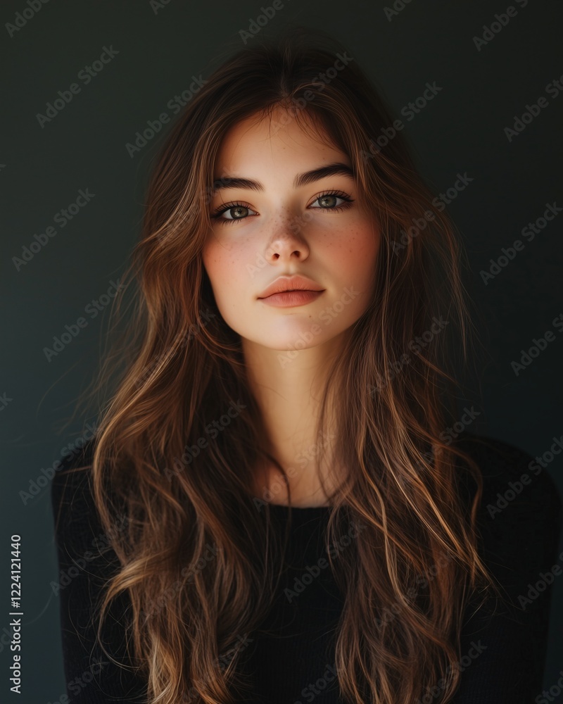Fototapeta premium a portrait of young lady model posing in a studio