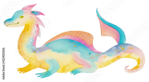 PNG Cute dragon illustration whimsical animal style. photo