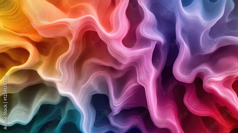 Obraz premium A colorful, flowing piece of fabric with a rainbow pattern