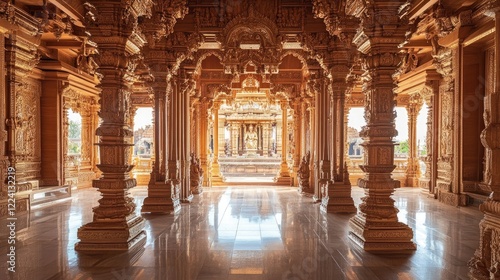 Wallpaper Mural A calm and sacred temple interior with exquisite carvings and rich architectural elements, capturing the beauty of tradition and serenity Torontodigital.ca