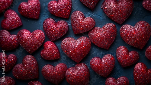 Vibrant red heart shapes for valentine's day background in high-resolution photography photo