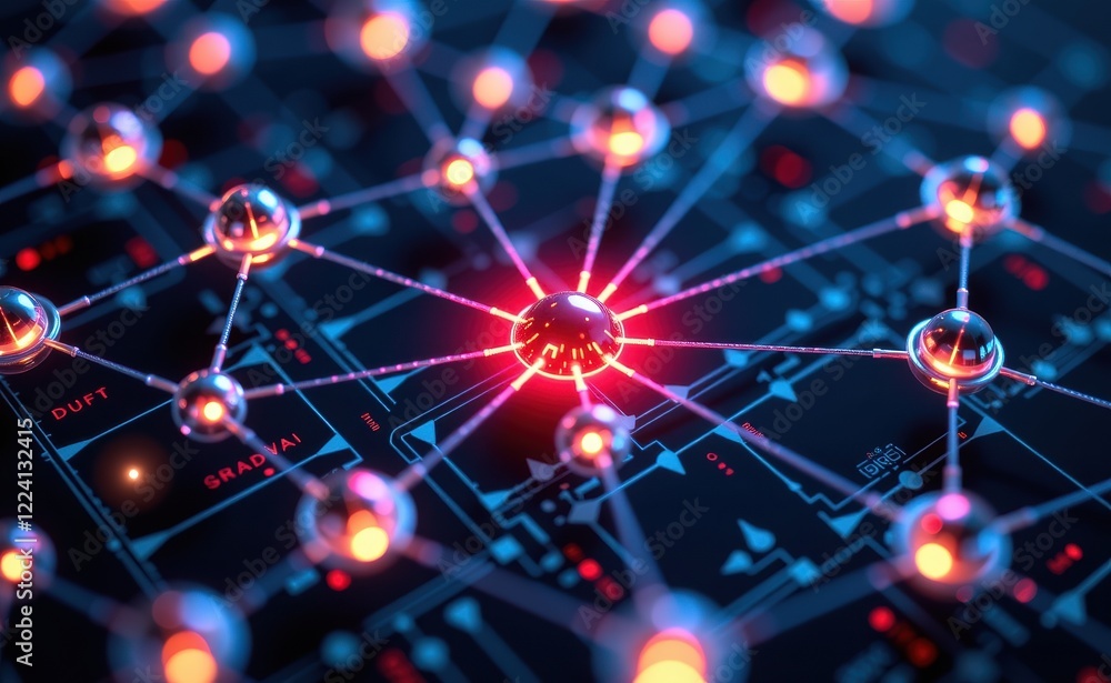 A vibrant 3D illustration of a molecular network with glowing blue and red nodes, symbolizing connectivity, innovation, and advanced technology concepts like AI, blockchain, and data structures. A vibrant 3D illustration of a molecular network with glowing blue and red nodes, symbolizing connectivity, innovation, and advanced technology concepts like AI, blockchain, and data structures.