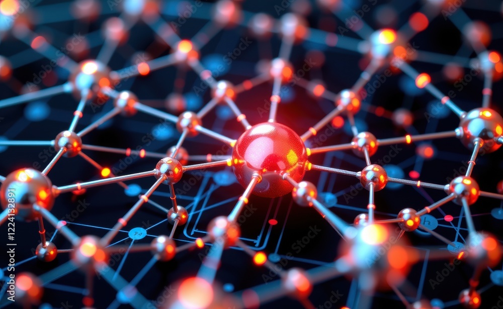 A vibrant 3D illustration of a molecular network with glowing blue and red nodes, symbolizing connectivity, innovation, and advanced technology concepts like AI, blockchain, and data structures. A vibrant 3D illustration of a molecular network with glowing blue and red nodes, symbolizing connectivity, innovation, and advanced technology concepts like AI, blockchain, and data structures.