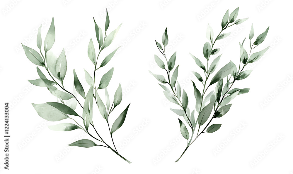 Fototapeta premium Flowers and leaves in pictures illustrator2D