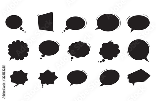 Clean Line Dialogue Shapes for Communication and Graphic Media Designs
