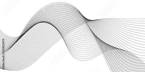 Wave Design of line pattern abstract background, abstract background with curved wave lines, wave line geometric patterns in concept of technology, science and presentation.