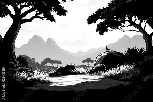 Black And White Cartoon Bac...