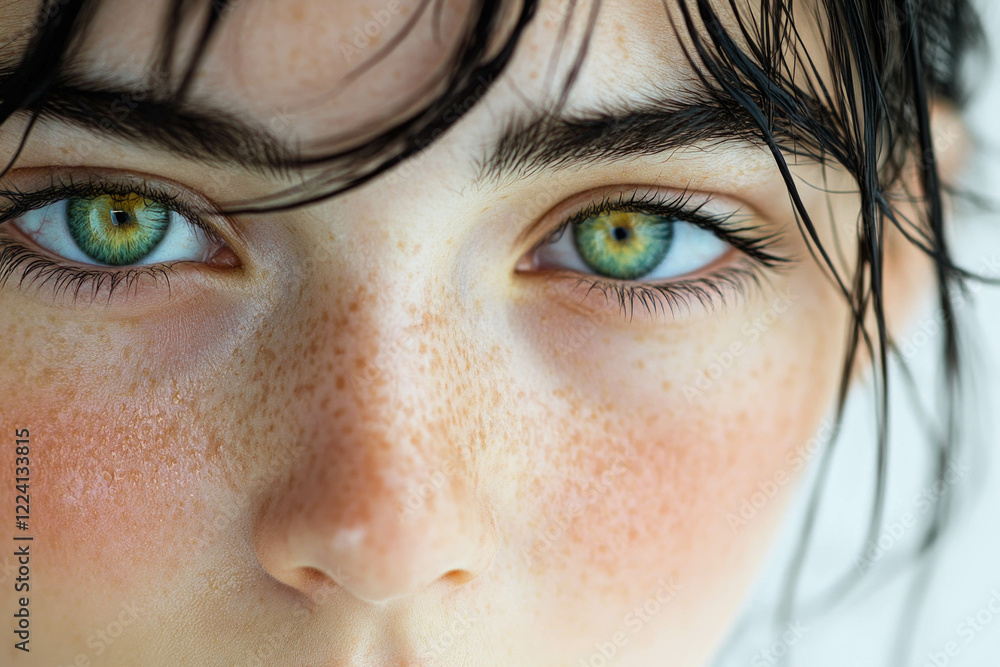 Close Up Beautiful Face On White Background Close Up Beautiful Face On White Background