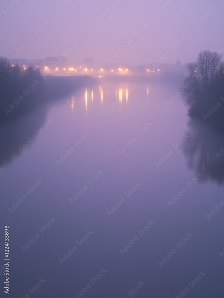 Fototapeta premium Misty River at Night
