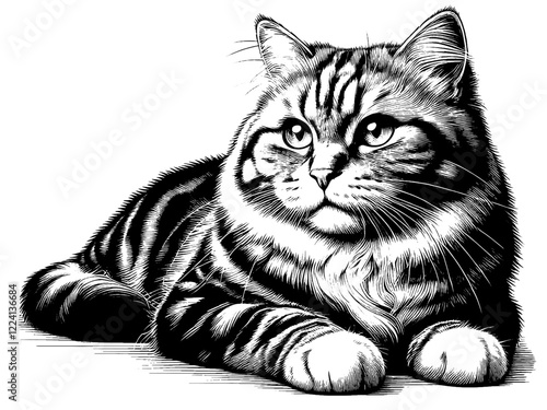 Beautiful cat in full-body, vector sketch, SVG, isolated on white background