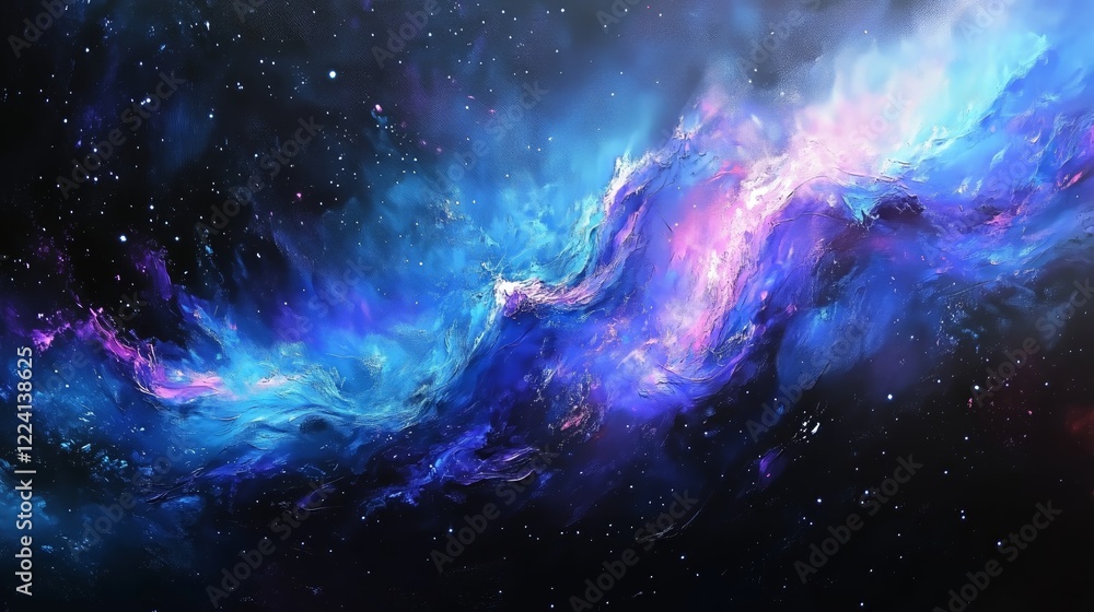 Fototapeta premium Vibrant Cosmic Nebula with Deep Blue and Purple Hues - made with Generative AI