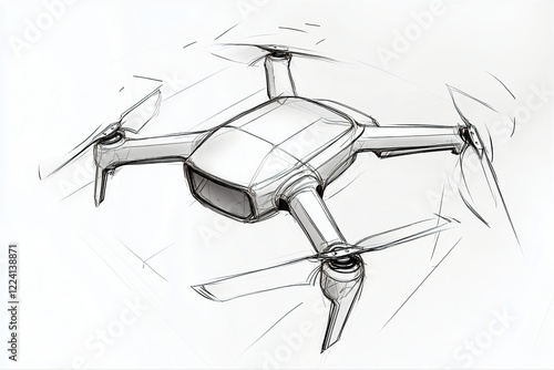 Delivery drone design. soft shape minimalist drone. white background. industrial design sketch. 