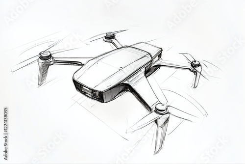 Delivery drone design. soft shape minimalist drone. white background. industrial design sketch. 