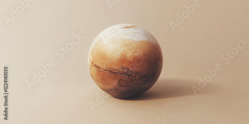 realistic 3D render of Mars with detailed surface textures and warm tones photo