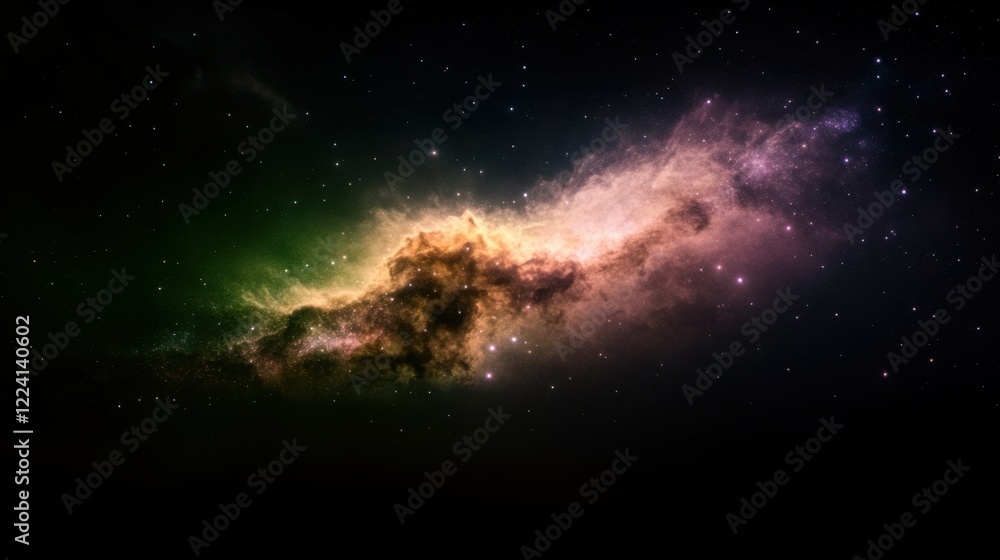 Fototapeta premium Vibrant Cosmic Nebula with Colorful Gas Clouds and Distant Stars in Deep Space
