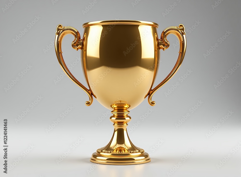 Elegant Golden Trophy Cup with Two Handles Award Achievement Victory Success Elegant Golden Trophy Cup with Two Handles Award Achievement Victory Success