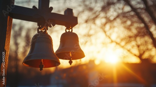 Wallpaper Mural Two bells hanging from a pole, one of which is slightly larger than the other Torontodigital.ca