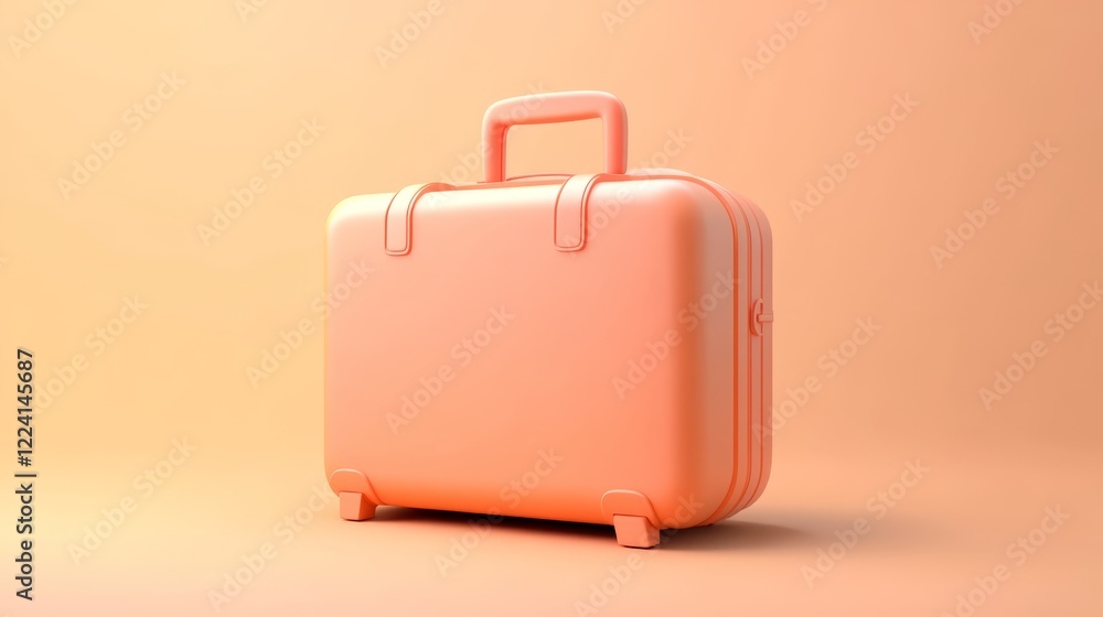 Bright pink suitcase on a sunny yellow background, perfect for travel and vacation Bright pink suitcase on a sunny yellow background, perfect for travel and vacation