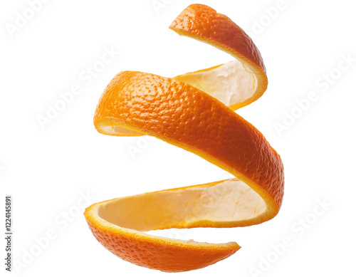 Spiral orange peel twist isolated on solid white background