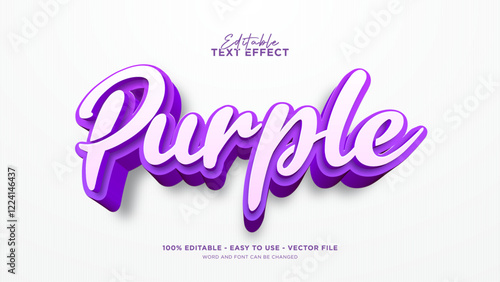 Editable purple 3d text effect, cute text style effect