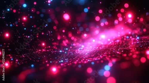 Pink blue particle wave abstract background
