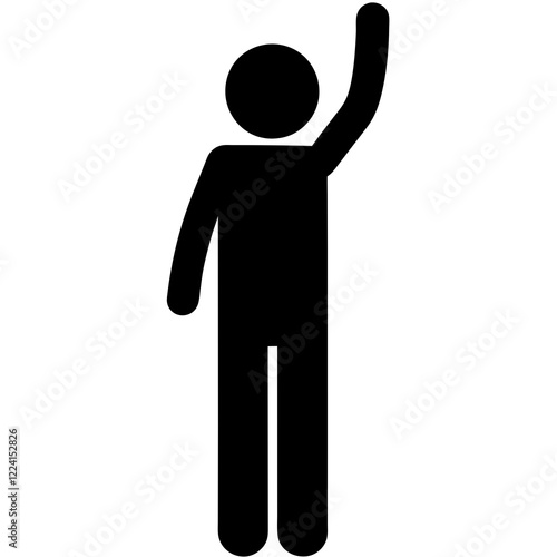 A man is standing with his arms raised. He is wearing black pants