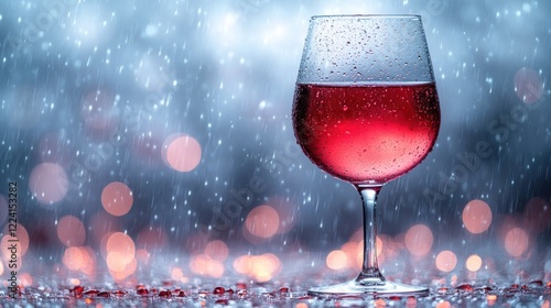 Rainy night, rose wine, bokeh, romantic, drink photo