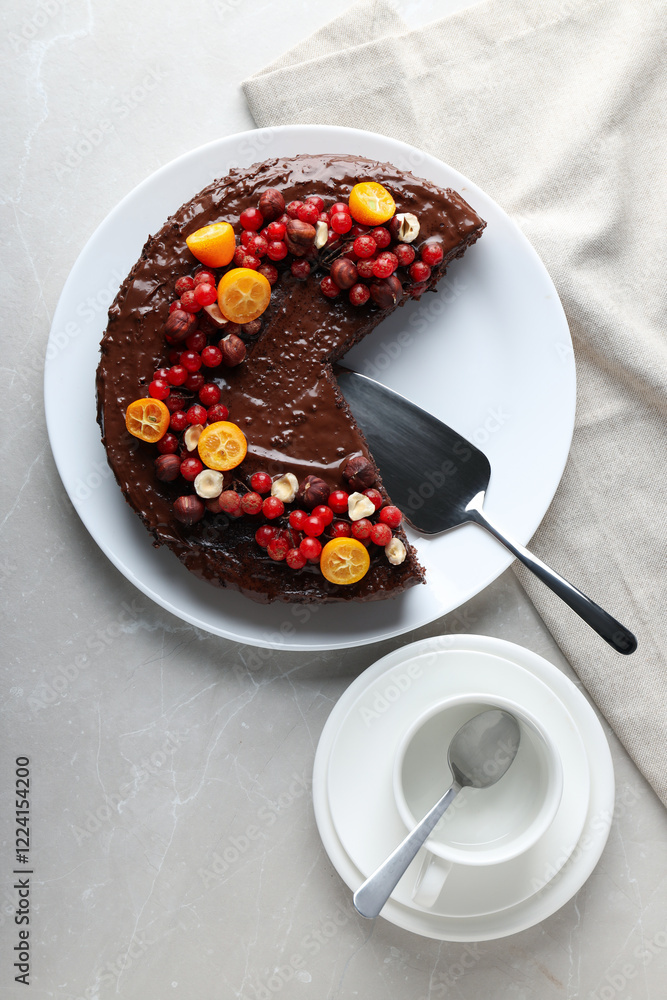 Fototapeta premium Chocolate cake - concept of delicious and tasty dessert