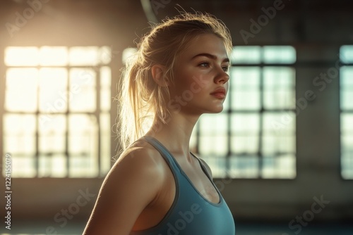 Determined young woman standing in a gym with sunlight streaming in Free Download Determined young woman standing in a gym with sunlight streaming in - GFXLoad