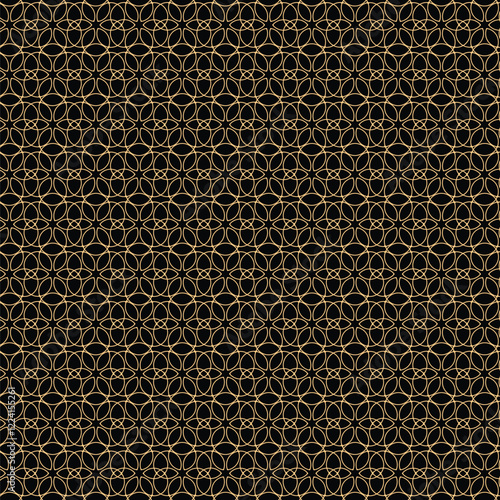Seamless pattern based on traditional islamic art.Brown background with golden element