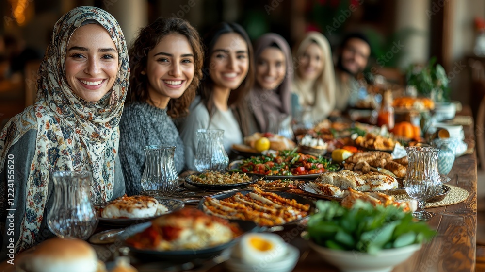Happy family enjoying Middle Eastern feast Happy family enjoying Middle Eastern feast