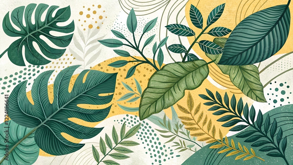 Naklejka premium seamless background with leaves