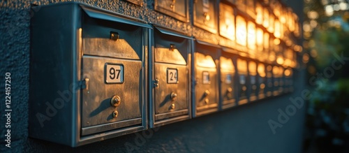 Sunset mailboxes apartment wall