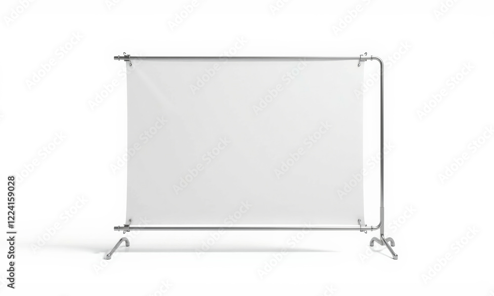 blank banner stand mockup with simple design, ideal for advertising or presentations. stand features sturdy frame and clean white backdrop, perfect for customization blank banner stand mockup with simple design, ideal for advertising or presentations. stand features sturdy frame and clean white backdrop, perfect for customization