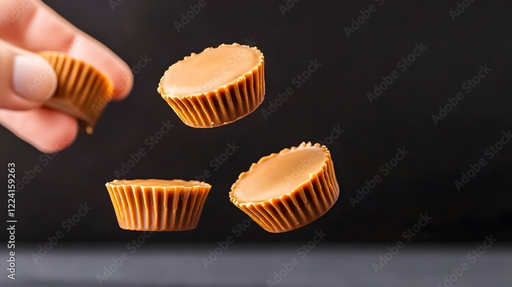 Floating Peanut Butter Cups Chocolate Candy - Minimalism Floating Peanut Butter Cups Chocolate Candy - Minimalism