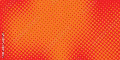 Dots halftone orange color pattern gradient texture with technology digital background. Dots pop art comics with summer background. vector ilustration