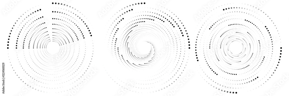 Set of black halftone dots backgrounds. Set of black halftone dots backgrounds.