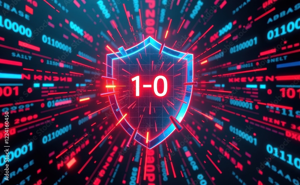 Fototapeta premium A shield and padlock symbolizing robust protection against computer viruses, ensuring secure and safe digital experiences.
