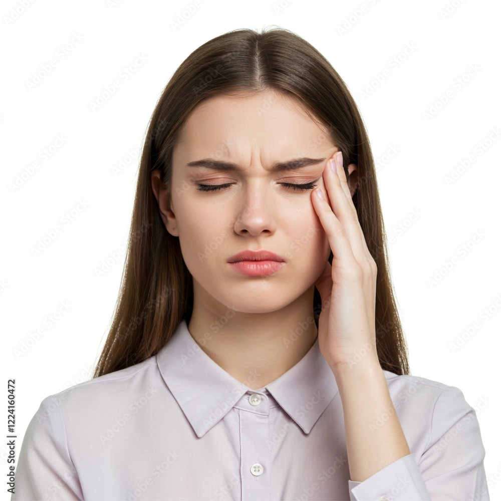 woman is having a headache . stress , inner pressure , with a face of pain . ai generative woman is having a headache . stress , inner pressure , with a face of pain . ai generative