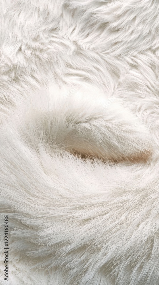 Fototapeta premium Macro shot of dense fluffy polar fox fur cool lighting textured detail nature setting close-up perspective