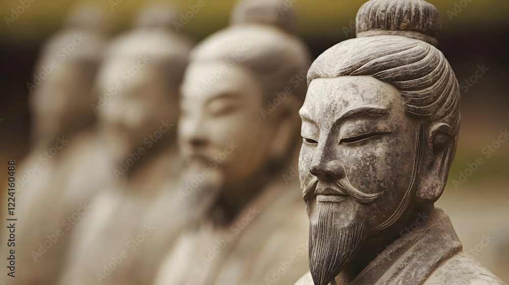 Ancient Stone Warrior Sculptures Representing Historical Legacy and Artistic Craftsmanship : Generative AI Ancient Stone Warrior Sculptures Representing Historical Legacy and Artistic Craftsmanship : Generative AI