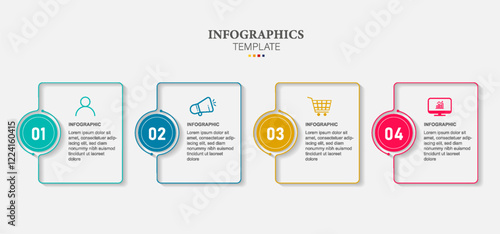 infographic design UI template colorful gradient 4 number labels and icons
