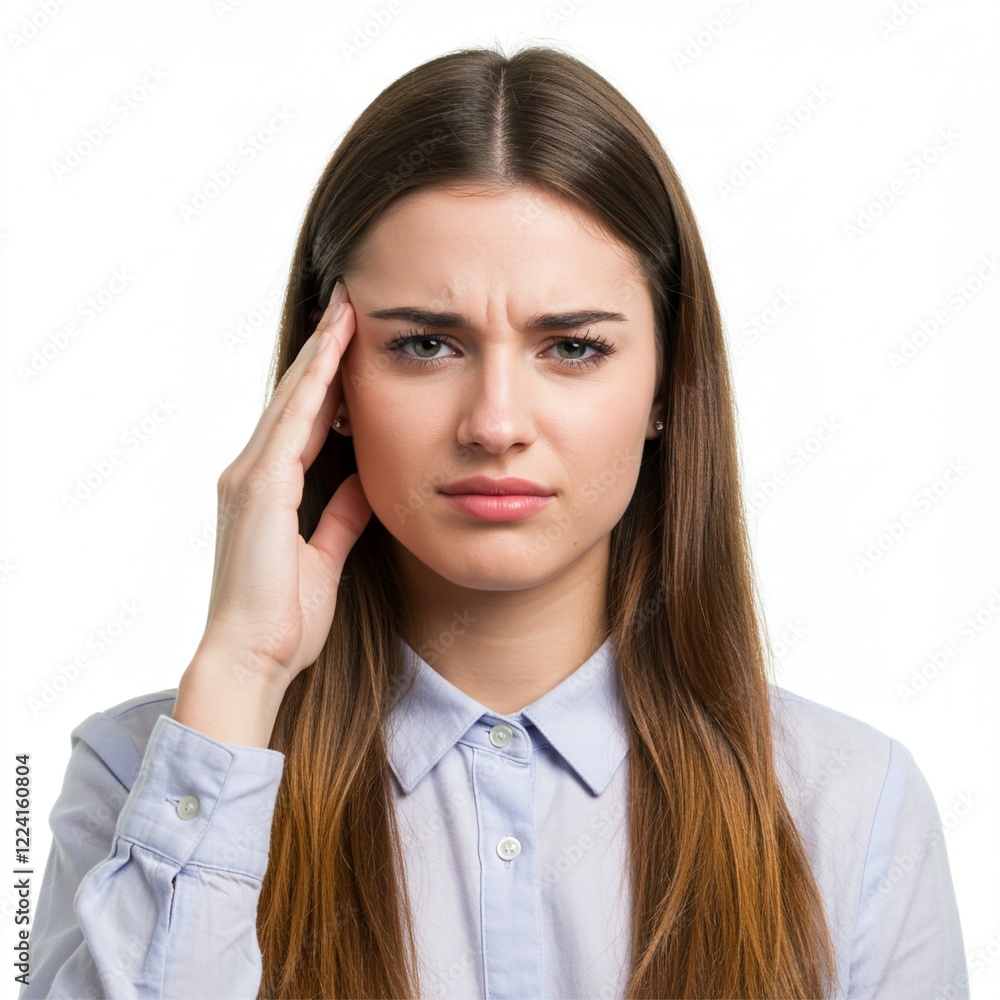woman is having a headache . stress , inner pressure , with a face of pain . ai generative woman is having a headache . stress , inner pressure , with a face of pain . ai generative