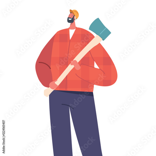 Strong Lumberjack With A Sturdy Axe, Ready To Tackle Trees. Hardworking, Skilled, And Fearless, Character Use Strength