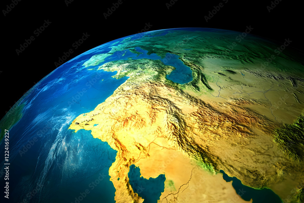 Fototapeta premium Earth's Middle East, Space View, Topographic Map
