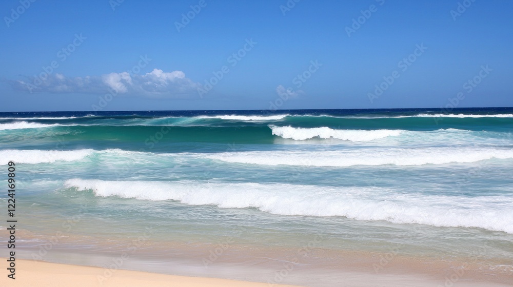 Serene Ocean Waves on Sandy Beach Serene Ocean Waves on Sandy Beach