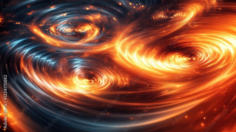 Vibrant energy fields and glowing waves moving through an abstract physics scene, visualizing gravity wells and intricate forces in action Vibrant energy fields and glowing waves moving through an abstract physics scene, visualizing gravity wells and intricate forces in action