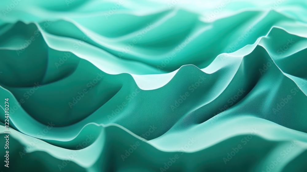 Fototapeta premium Close-up of flowing teal fabric showcasing elegant folds and texture.