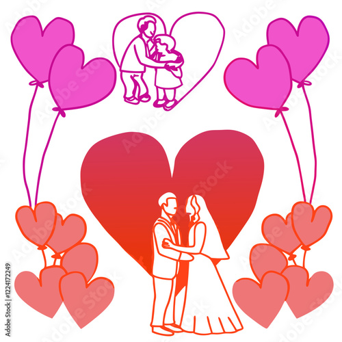 Happy valentine day illustration vector art,