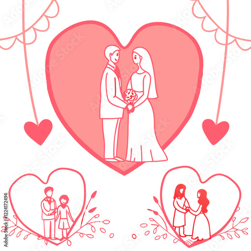 Happy valentine day illustration vector art,